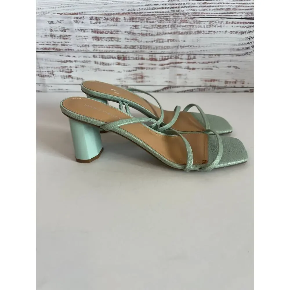 Marc Fisher Aliana Lizard Embossed Finish Mint Green Slide Sculpted Heel Size 9
